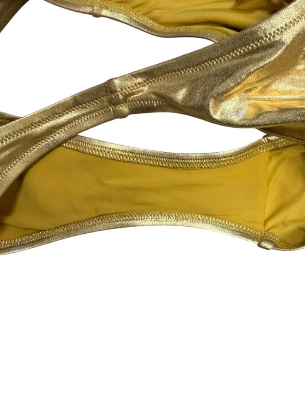 Skims Metallic Gold Bikini Bottoms Size S High Cut Swim NWOT